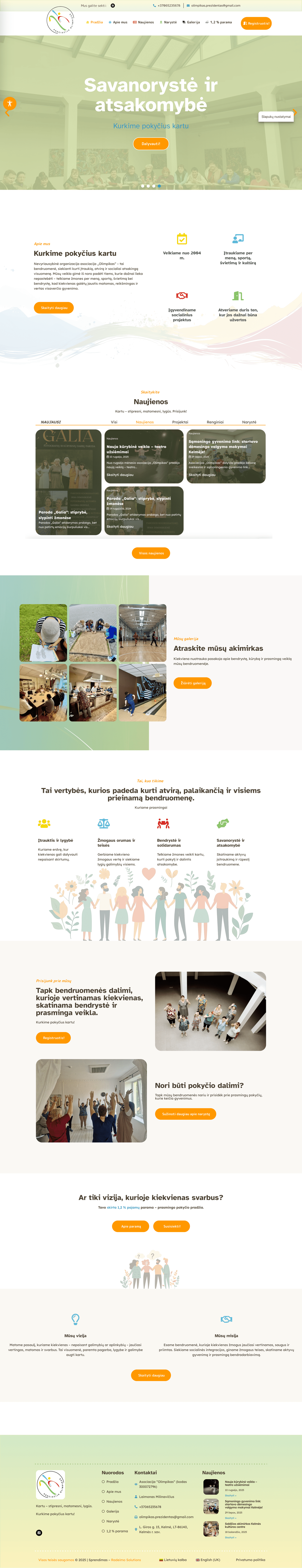 Olimpikas.lt – asociacijos „Olimpikas“ svetainės dizaino ekrano nuotrauka, įgyvendintas projektas.