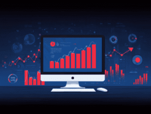 Illustration of measuring website performance and analytics with data graph