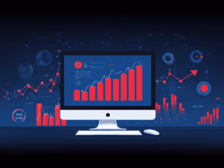 Illustration of measuring website performance and analytics with data graph
